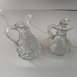 Fostoria American Crystal Vinegar Oil Cruet Mismatched Set of 2